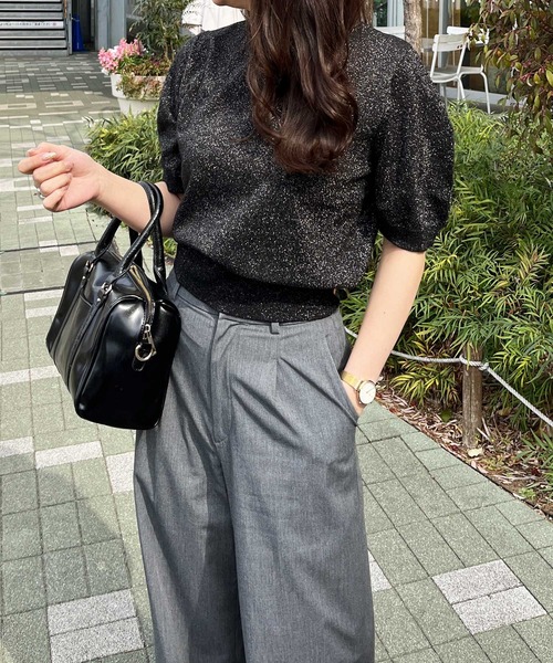 nelliy.(ネルリー)の「ラメパフスリーブニット(ニット/セーター・レディース・ブラック/ピンク/グレー・MEDIUM/LARGE)」の5枚目の写真