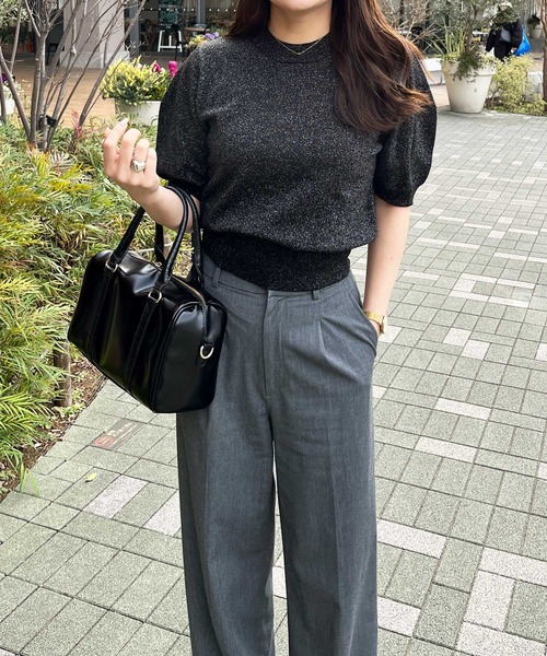 nelliy.（ネルリー）の「ラメパフスリーブニット（ニット/セーター・レディース・ブラック/ピンク/グレー・MEDIUM/LARGE）」の6枚目の写真