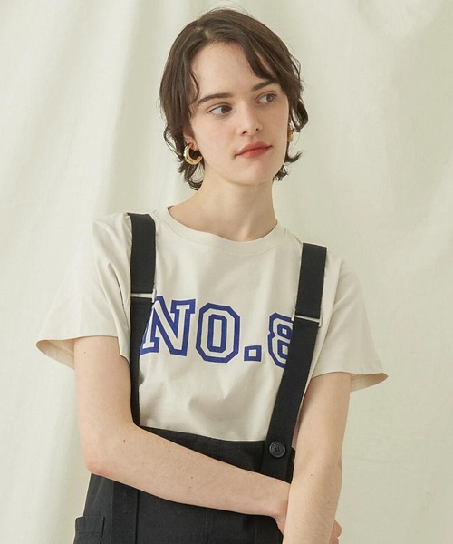 AMERICAN HOLIC(アメリカンホリック)の「フロッキーロゴカットプルオーバー①(Tシャツ/カットソー・レディース・オフホワイト/ブラック/アイボリー・M/L)」の1枚目の写真