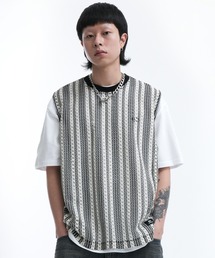 『OY/オーワイ』 STRIPE CROCHET KNIT VEST/ニットベスト