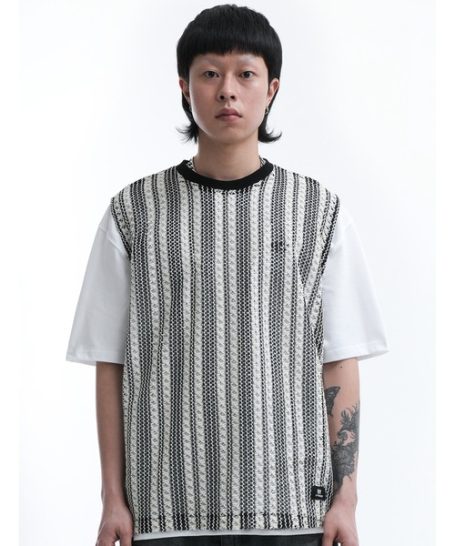 OY（オーワイ）の「『OY/オーワイ』 STRIPE CROCHET KNIT VEST/ニットベスト（ベスト・レディース・アイボリー・FREE）」の2枚目の写真