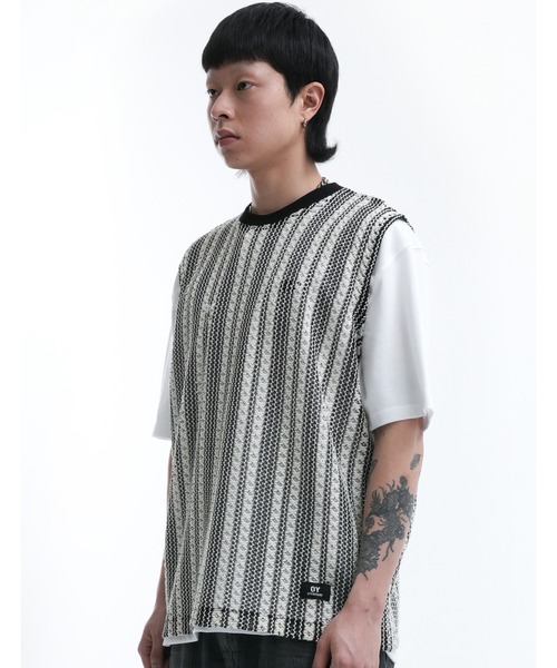 OY（オーワイ）の「『OY/オーワイ』 STRIPE CROCHET KNIT VEST/ニットベスト（ベスト・レディース・アイボリー・FREE）」の3枚目の写真