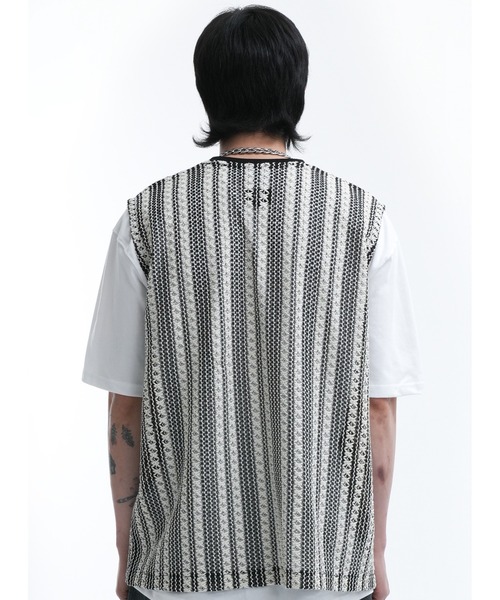 OY（オーワイ）の「『OY/オーワイ』 STRIPE CROCHET KNIT VEST/ニットベスト（ベスト・レディース・アイボリー・FREE）」の4枚目の写真