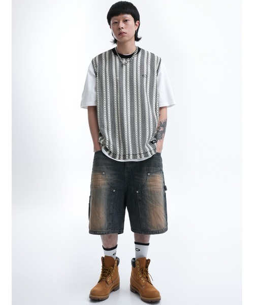 OY（オーワイ）の「『OY/オーワイ』 STRIPE CROCHET KNIT VEST/ニットベスト（ベスト・レディース・アイボリー・FREE）」の5枚目の写真