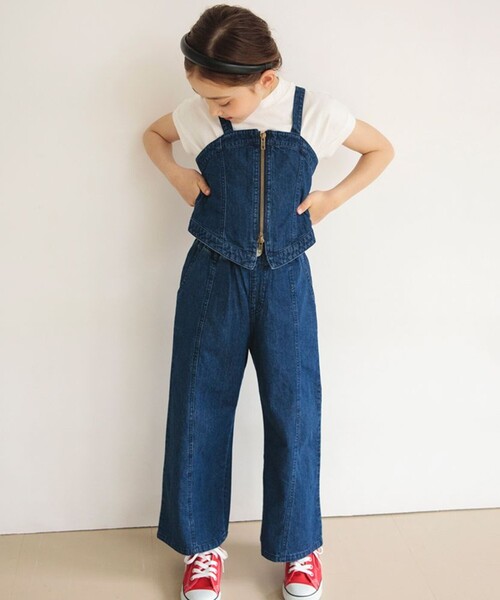 EDWIN(エドウィン)の「【Ou? by EDWIN】バギーワイドパンツ(デニムパンツ・キッズ・ネイビー・100/110/120/130/140/150)」の4枚目の写真