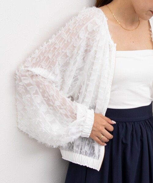 NOLLEY’S（ノーリーズ）の「カットジャガードブルゾン（ブルゾン・レディース・ブラック/オフホワイト・38）」の9枚目の写真