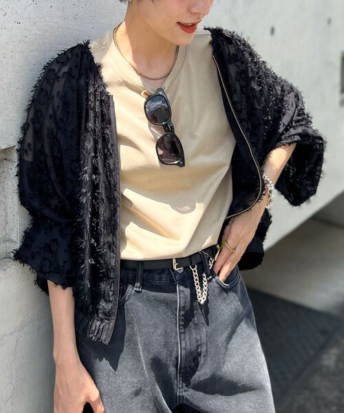 NOLLEY’S（ノーリーズ）の「カットジャガードブルゾン（ブルゾン・レディース・ブラック/オフホワイト・38）」の11枚目の写真