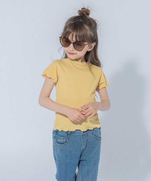 URBAN CHERRY（アーバンチェリー）の「【伸縮性・速乾性バツグン】メロウリブトップス（Tシャツ/カットソー・キッズ・グリーン/ブルー/パープル/イエロー/アイボリー/ブラウン/ピンク・110cm/120cm/130cm/140cm/150cm）」の6枚目の写真