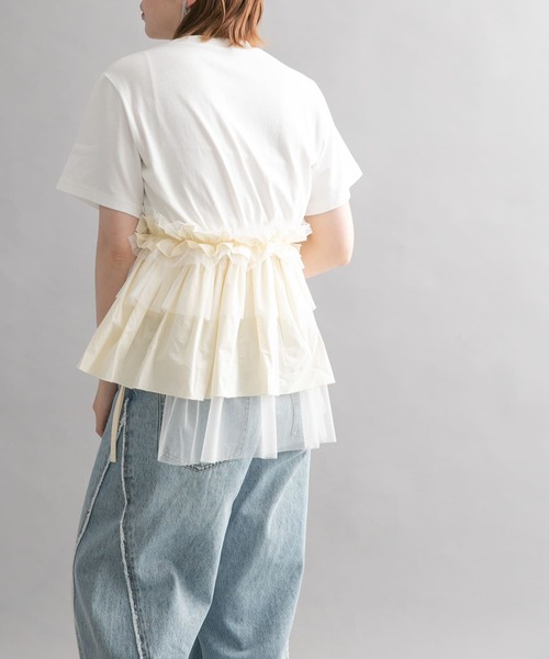 KBF(ケイビーエフ)の「フリルドッキングTEE(Tシャツ/カットソー・レディース・ブルー系その他/オレンジ系その他/ホワイト系その他・ONE)」の22枚目の写真