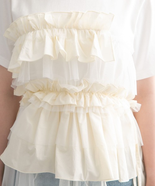 KBF(ケイビーエフ)の「フリルドッキングTEE(Tシャツ/カットソー・レディース・ブルー系その他/オレンジ系その他/ホワイト系その他・ONE)」の14枚目の写真