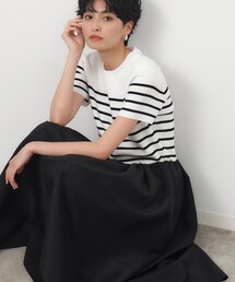 OPAQUE.CLIP | ニット×タフタ ドッキングワンピース【洗濯機洗い可/抗ピル】(ワンピース)