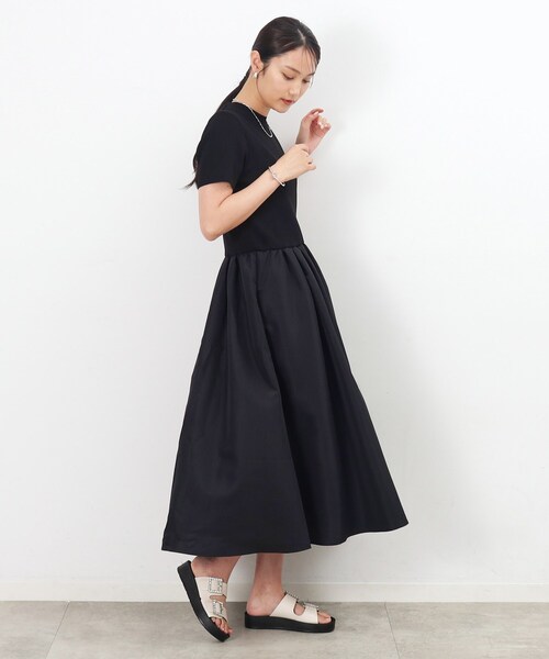 OPAQUE.CLIP（オペークドットクリップ）の「◆ニット×タフタ ドッキングワンピース【洗濯機洗い可/抗ピル】（ワンピース・レディース・ブラック系4/ブラック/ベージュ系その他7・36/38/40/42）」の17枚目の写真