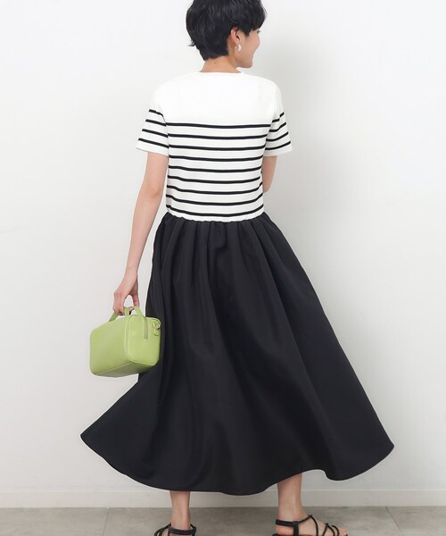 OPAQUE.CLIP（オペークドットクリップ）の「◆ニット×タフタ ドッキングワンピース【洗濯機洗い可/抗ピル】（ワンピース・レディース・ブラック系4/ブラック/ベージュ系その他7・36/38/40/42）」の9枚目の写真