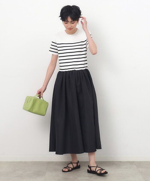 OPAQUE.CLIP（オペークドットクリップ）の「◆ニット×タフタ ドッキングワンピース【洗濯機洗い可/抗ピル】（ワンピース・レディース・ブラック系4/ブラック/ベージュ系その他7・36/38/40/42）」の10枚目の写真