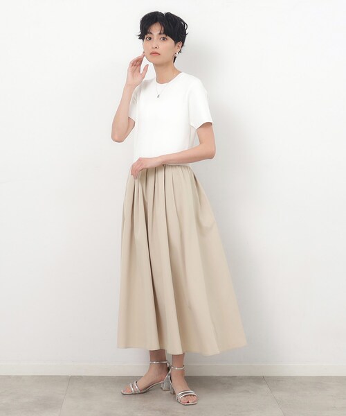 OPAQUE.CLIP（オペークドットクリップ）の「◆ニット×タフタ ドッキングワンピース【洗濯機洗い可/抗ピル】（ワンピース・レディース・ブラック系4/ブラック/ベージュ系その他7・36/38/40/42）」の4枚目の写真