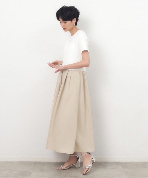 OPAQUE.CLIP（オペークドットクリップ）の「◆ニット×タフタ ドッキングワンピース【洗濯機洗い可/抗ピル】（ワンピース・レディース・ブラック系4/ブラック/ベージュ系その他7・36/38/40/42）」の5枚目の写真