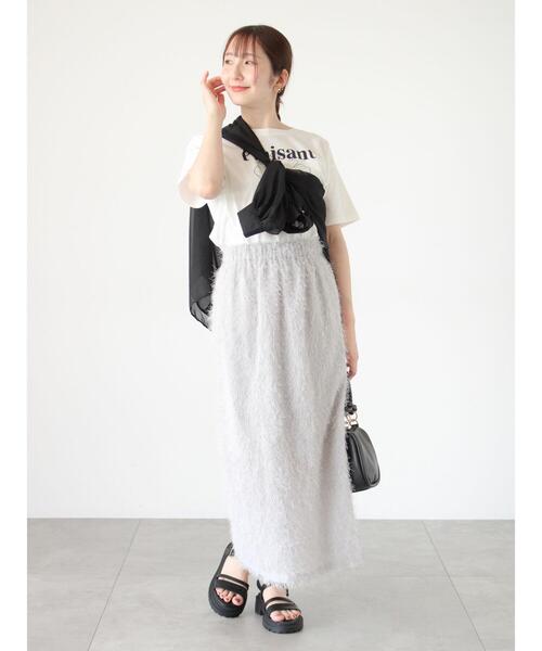 Te chichi TERRASSE(テチチテラス)の「フリンジナロースカート(スカート・レディース・ブラック/グレー/オフホワイト・F)」の6枚目の写真