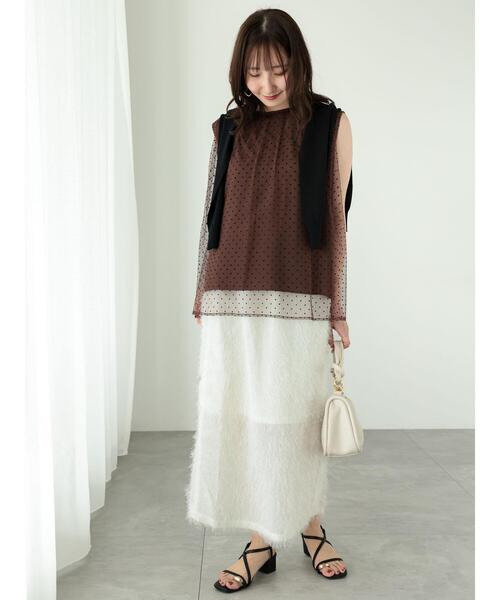 Te chichi TERRASSE(テチチテラス)の「フリンジナロースカート(スカート・レディース・ブラック/グレー/オフホワイト・F)」の17枚目の写真