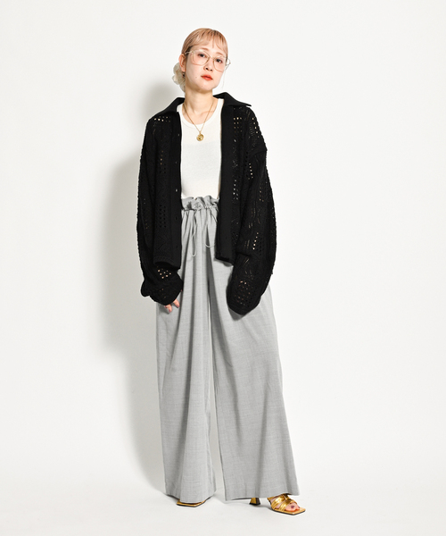 CITYSHOP（シティーショップ）の「《追加》CROCHET STYLE SHIRTS：ニット（ニット/セーター・レディース・ブラック/アイボリー・FREE）」の19枚目の写真