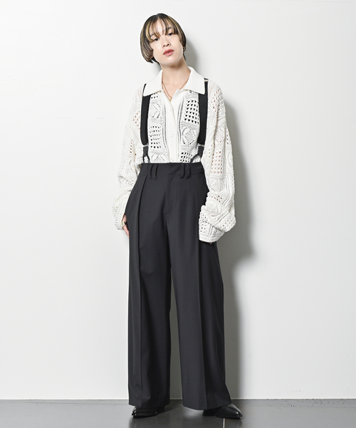 CITYSHOP（シティーショップ）の「《追加》CROCHET STYLE SHIRTS：ニット（ニット/セーター・レディース・ブラック/アイボリー・FREE）」の15枚目の写真