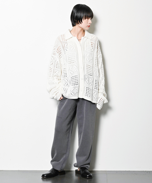 CITYSHOP（シティーショップ）の「《追加》CROCHET STYLE SHIRTS：ニット（ニット/セーター・レディース・ブラック/アイボリー・FREE）」の14枚目の写真