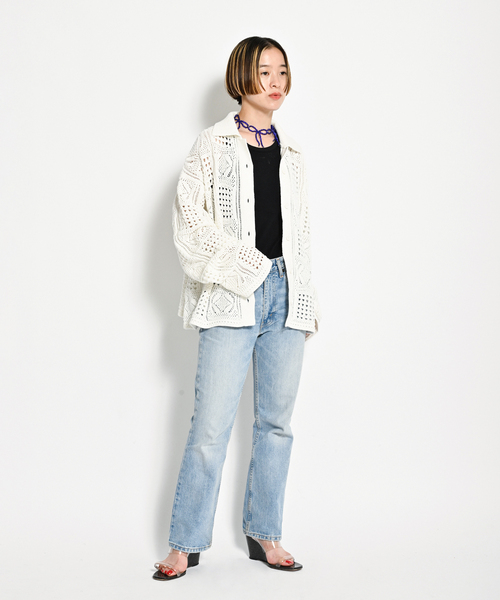 CITYSHOP（シティーショップ）の「《追加》CROCHET STYLE SHIRTS：ニット（ニット/セーター・レディース・ブラック/アイボリー・FREE）」の13枚目の写真