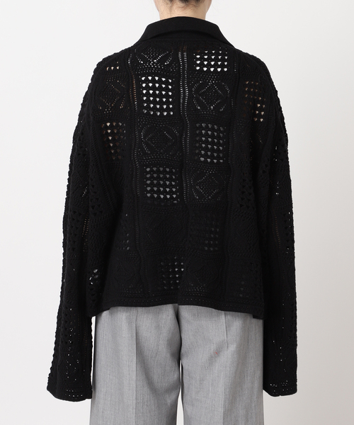 CITYSHOP（シティーショップ）の「《追加》CROCHET STYLE SHIRTS：ニット（ニット/セーター・レディース・ブラック/アイボリー・FREE）」の8枚目の写真