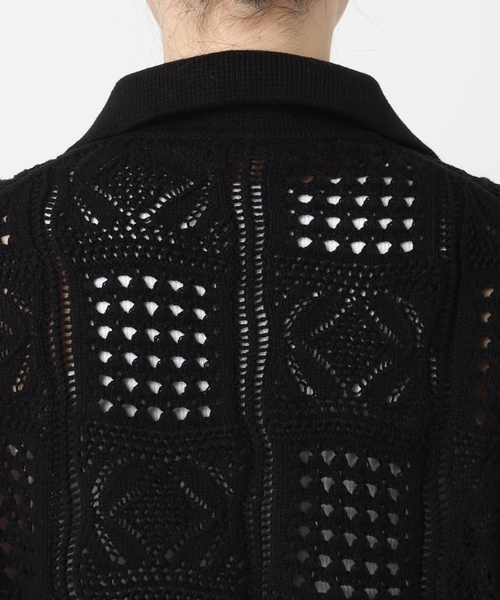 CITYSHOP（シティーショップ）の「《追加》CROCHET STYLE SHIRTS：ニット（ニット/セーター・レディース・ブラック/アイボリー・FREE）」の7枚目の写真