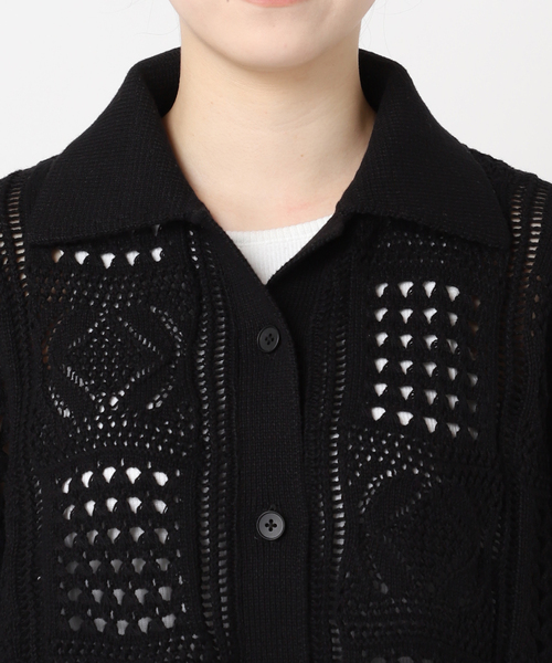 CITYSHOP（シティーショップ）の「《追加》CROCHET STYLE SHIRTS：ニット（ニット/セーター・レディース・ブラック/アイボリー・FREE）」の6枚目の写真