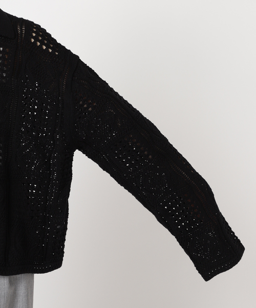CITYSHOP（シティーショップ）の「《追加》CROCHET STYLE SHIRTS：ニット（ニット/セーター・レディース・ブラック/アイボリー・FREE）」の5枚目の写真