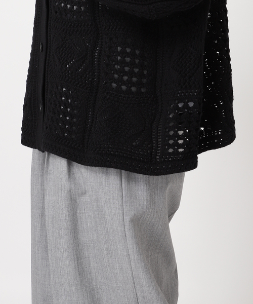 CITYSHOP（シティーショップ）の「《追加》CROCHET STYLE SHIRTS：ニット（ニット/セーター・レディース・ブラック/アイボリー・FREE）」の3枚目の写真