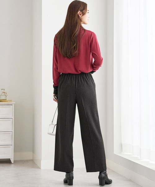 BELLUNA PLUS(ベルーナ)の「ストレッチ素材ボタン使いワイドパンツ65(その他パンツ・レディース・グレー系/ブラウン系/チャコール/モスグリーン・SMALL/X-LARGE/LARGE/MEDIUM)」の8枚目の写真