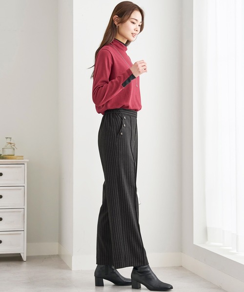 BELLUNA PLUS(ベルーナ)の「ストレッチ素材ボタン使いワイドパンツ65(その他パンツ・レディース・グレー系/ブラウン系/チャコール/モスグリーン・SMALL/X-LARGE/LARGE/MEDIUM)」の7枚目の写真