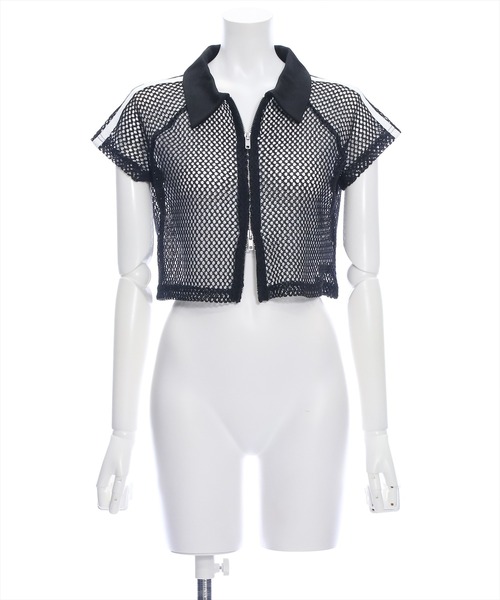 clear（クリア）の「ライン入りダブルジップ半袖メッシュカットソートップス（Tシャツ/カットソー・レディース・アイボリー/ブラック・F）」の16枚目の写真