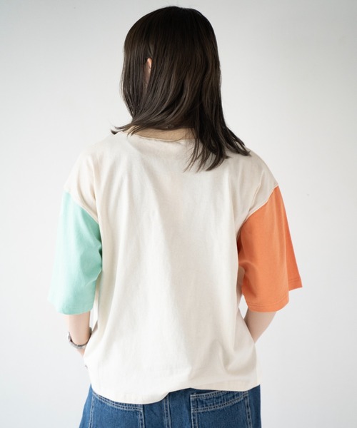 DOUBLE NAME（ダブルネーム）の「配色クレイジーポケTEE（Tシャツ/カットソー・レディース・ブラック系/ホワイト・FREE）」の7枚目の写真