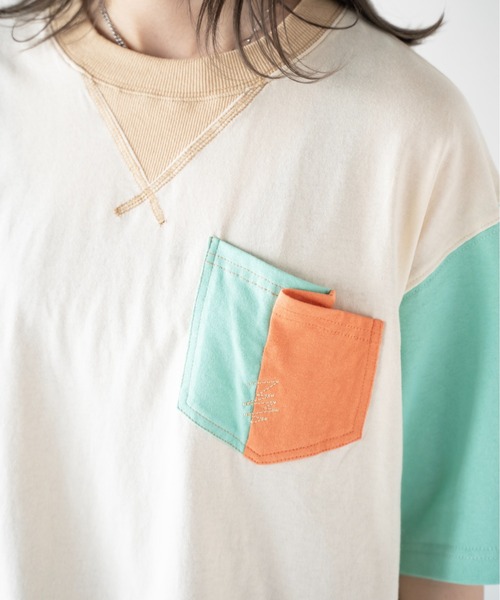 DOUBLE NAME（ダブルネーム）の「配色クレイジーポケTEE（Tシャツ/カットソー・レディース・ブラック系/ホワイト・FREE）」の8枚目の写真