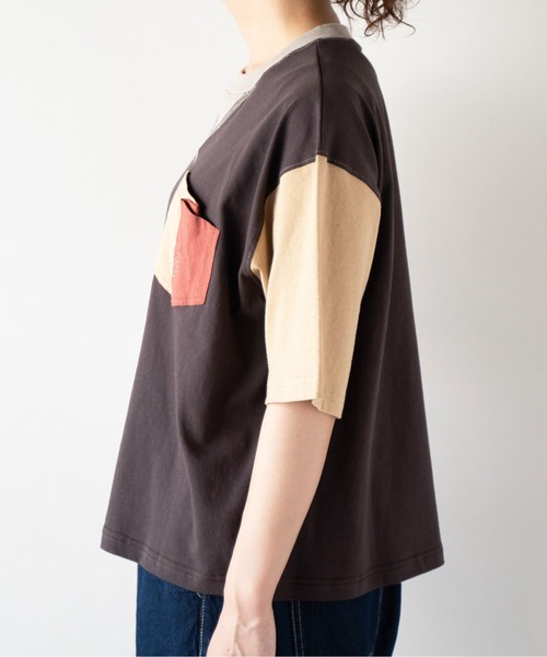 DOUBLE NAME（ダブルネーム）の「配色クレイジーポケTEE（Tシャツ/カットソー・レディース・ブラック系/ホワイト・FREE）」の12枚目の写真