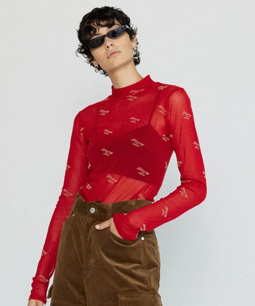 MAISON SPECIAL（メゾンスペシャル）の「BLESSING Flocky Print Turtleneck Tops/BLESSINGフロッキータートルトップス【MAISON SPECIAL/メゾンスペシャル】（Tシャツ/カットソー・レディース・ベージュ/ブルー/ブラック/レッド・FREE）」の4枚目の写真