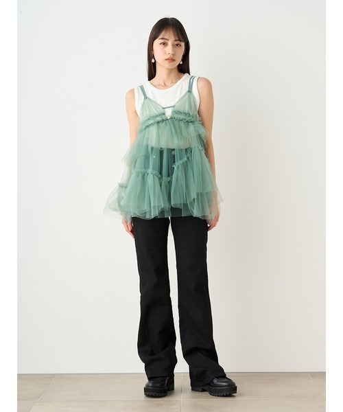 SNIDEL（スナイデル）の「ヘムフレアスリムデニムパンツ（デニム
