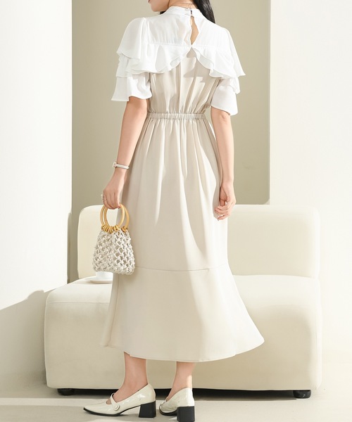 Lace Ladies(レースレディース)の「プチハイネック フリル フェイクレイヤード ロング ワンピース(ワンピース・レディース・アイボリー/ブラック/グレー・S/FREE)」の17枚目の写真