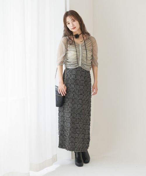 mysty woman（ミスティウーマン）の「シャーリングラメシアートップス　140923（Tシャツ/カットソー・レディース・オフホワイト/ライトグレー/ブラック・FREE）」の19枚目の写真