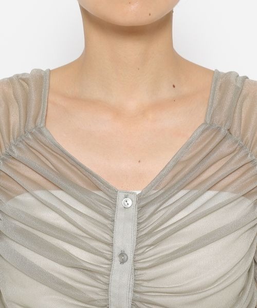 mysty woman（ミスティウーマン）の「シャーリングラメシアートップス　140923（Tシャツ/カットソー・レディース・オフホワイト/ライトグレー/ブラック・FREE）」の10枚目の写真