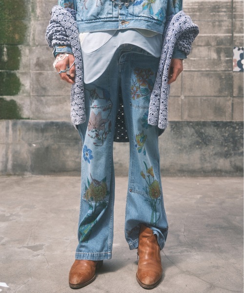 amok（アモク）の「HAND-PAINT DENIM PANTS（デニムパンツ）」 - WEAR