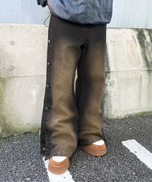 サイドボタン2way加工デニム