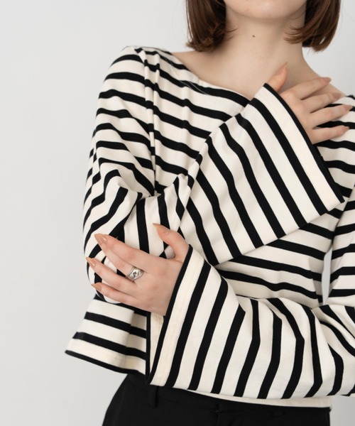 Formeque(フォルミーク)の「【Formeque】フレアスリーブボーダートップス(Tシャツ/カットソー・レディース・グリーン/ブラック・FREE)」の10枚目の写真