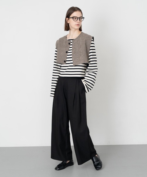 Formeque(フォルミーク)の「【Formeque】フレアスリーブボーダートップス(Tシャツ/カットソー・レディース・グリーン/ブラック・FREE)」の5枚目の写真