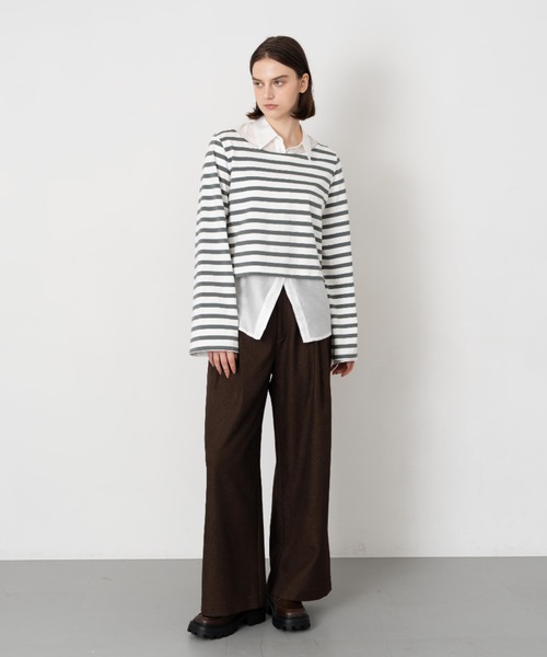 Formeque(フォルミーク)の「【Formeque】フレアスリーブボーダートップス(Tシャツ/カットソー・レディース・グリーン/ブラック・FREE)」の15枚目の写真