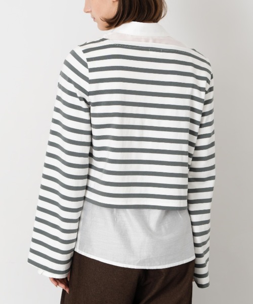 Formeque(フォルミーク)の「【Formeque】フレアスリーブボーダートップス(Tシャツ/カットソー・レディース・グリーン/ブラック・FREE)」の14枚目の写真