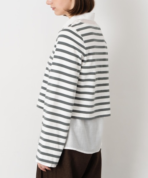 Formeque(フォルミーク)の「【Formeque】フレアスリーブボーダートップス(Tシャツ/カットソー・レディース・グリーン/ブラック・FREE)」の13枚目の写真