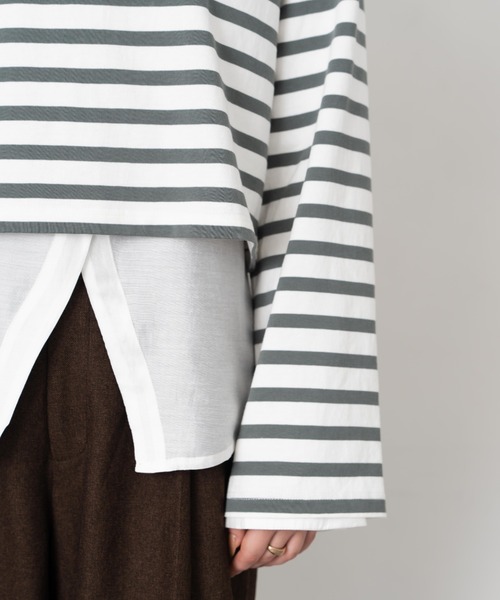 Formeque(フォルミーク)の「【Formeque】フレアスリーブボーダートップス(Tシャツ/カットソー・レディース・グリーン/ブラック・FREE)」の17枚目の写真